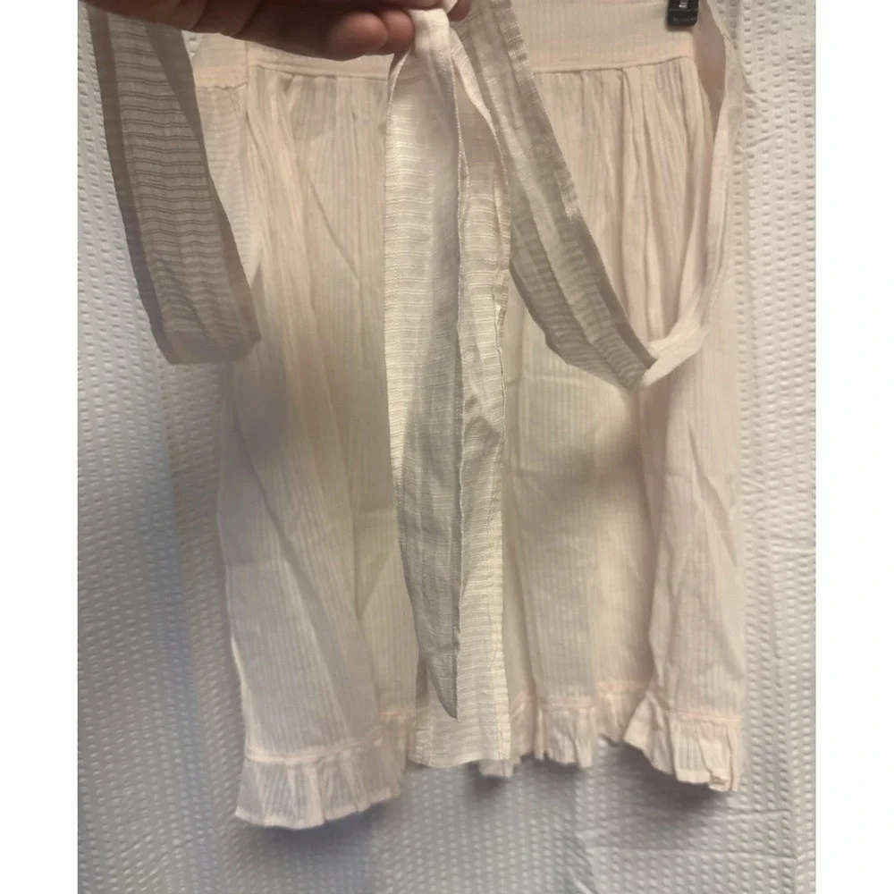 Vintage 1950 Hostess Apron Light Pink Sheer Ruffle Handmade  Retro Kitchen